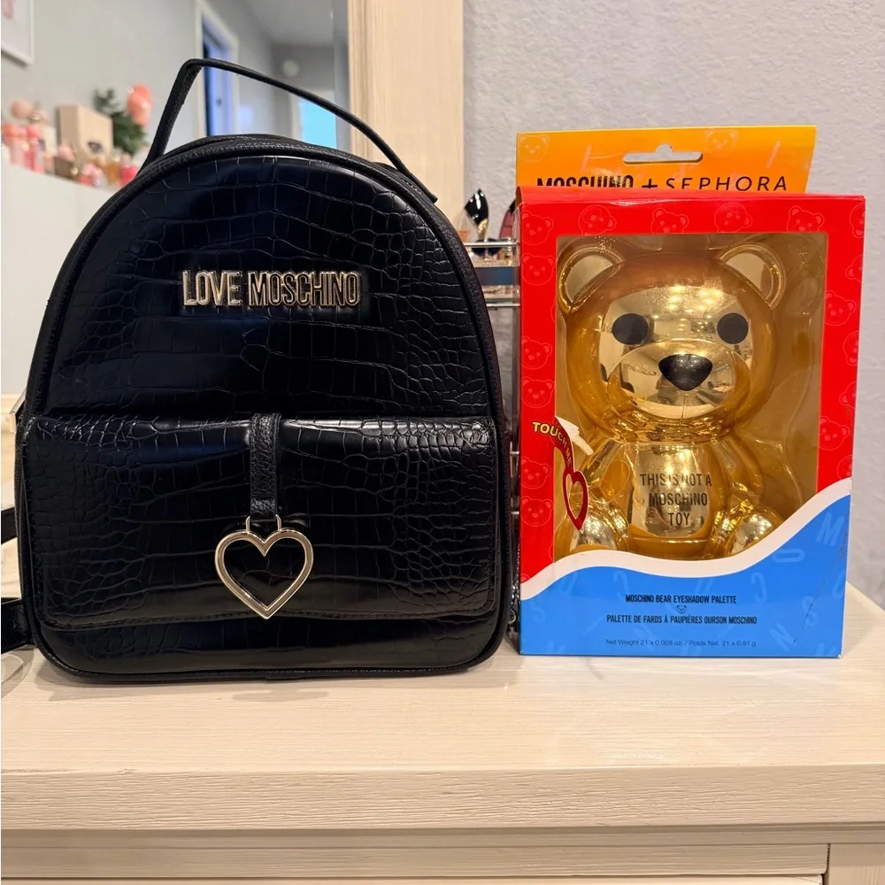 Love Moschino backpack and Eyeshadow Palette
